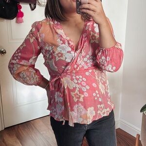 Alex and Parker Faux Wrap Floral Blouse. Size M